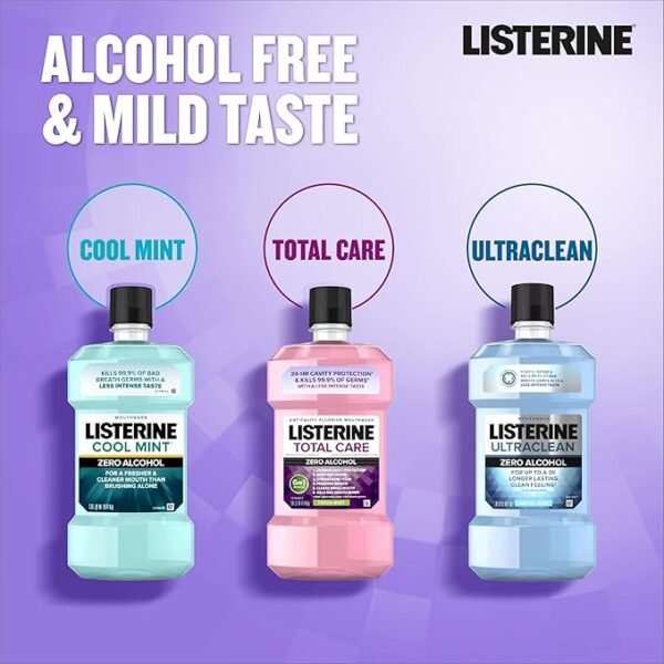 Listerine Total Care Anticavity Fluoride Mouthwash, 6 Benefits in 1 Oral Rinse Helps Kill 99% of Bad Breath Germs, Prevents Cavities, Strengthens Teeth, ADA-Accepted, Fresh Mint, 1 L - Image 4