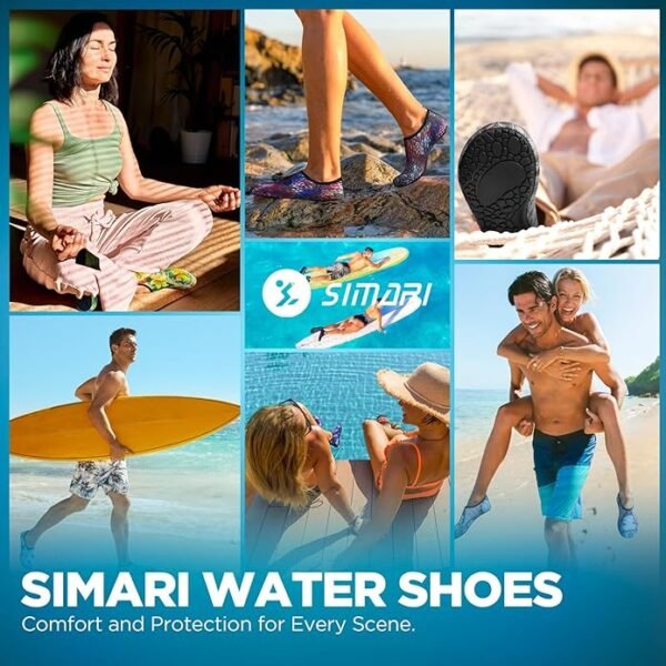 SIMARI Water Shoes for Women Men Swim Aqua Socks Beach Pool Essentials Barefoot Surf River Boat Kayak Sea Yoga Sand Exercise Sport Accessories Breathable Quick-Dry Adult Youth Kid Size SWS001 - Image 2