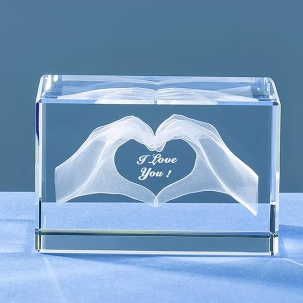 I Love You Gifts for Her Crystal Valentines Gift Engraved with Love Finger Gesture Birthday Gifts Lover Presents Love You Gifts for Men Women Glass Gifts