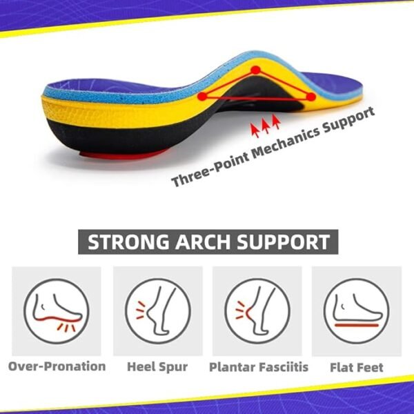 VALSOLE Heavy Duty Support Pain Relief Orthotics - 220+ lbs Plantar Fasciitis High Arch Support Insoles for Men Women, Flat Feet Orthotic Insert, Work Boot Shoe Insole, Absorb Shock with Every Step - Image 4