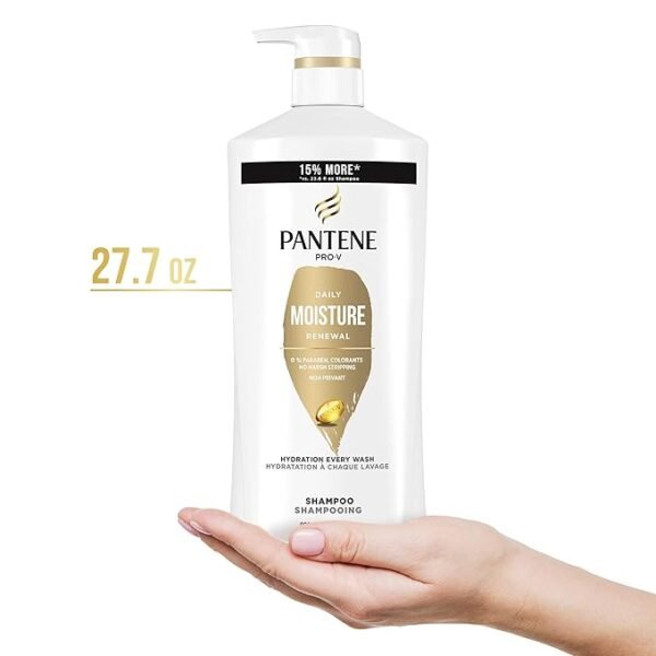 Pantene Shampoo & Conditioner Set, Daily Moisture Renewal with Pro-V Nutrients for Dry, Color-Treated Hair, Long-Lasting Hydration & Nourishment, 27.7 Fl Oz Each, 2-Pack + Miracle Rescue Shot (0.5 Oz - Image 2