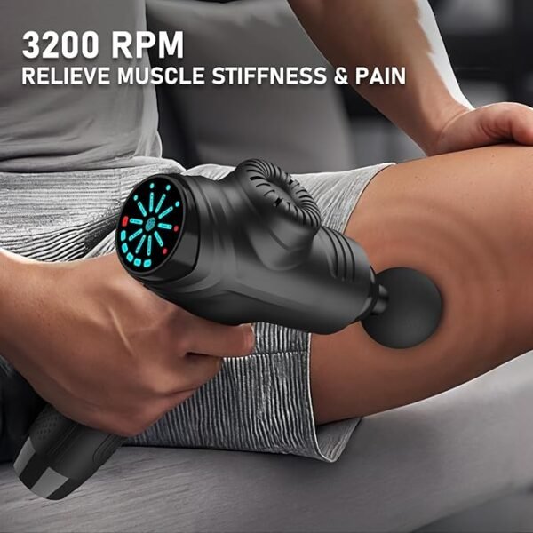 RAEMAO Massage Gun, Handheld Electric Deep Tissue Back Massager for Athletes for Pain Relief Attaching 10 Replacement Heads, Percussion Massager with 10 Speeds, Black - Image 2