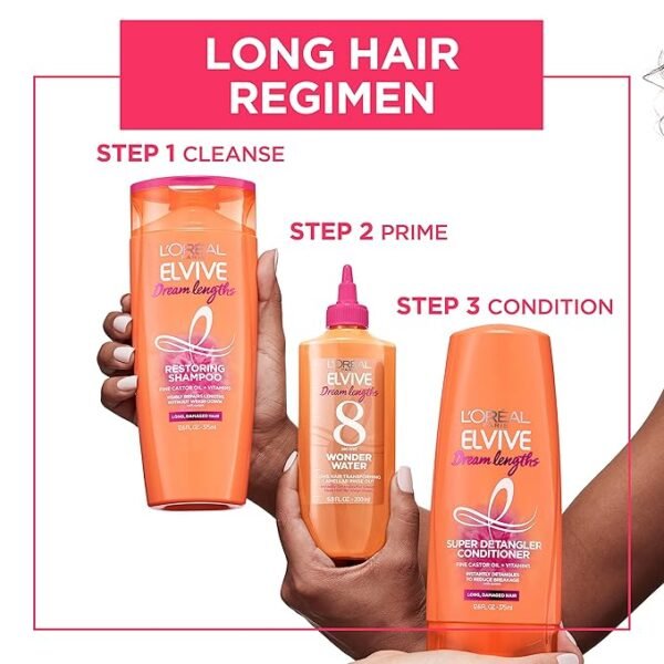 L'Oreal Paris Elvive Dream Lengths Shampoo and Conditioner Kit, Paraben Free, 1 kit - Image 2